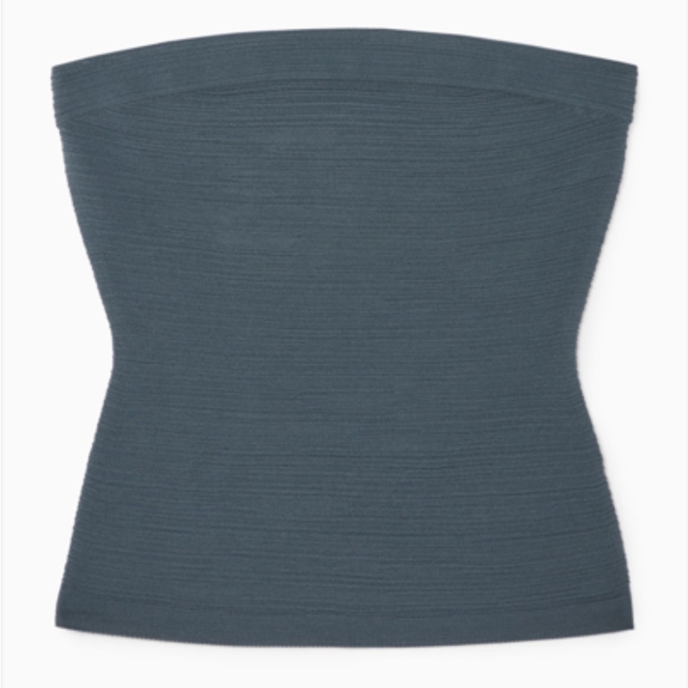 COS Textured Bandeau Top in Turquoise